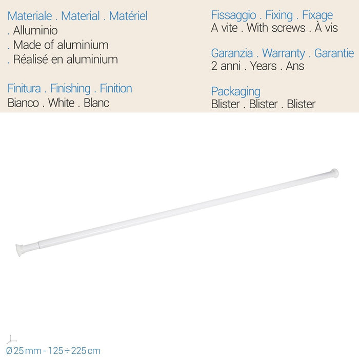 Tubo doccia Estensibile 125-225 Cm Bianco