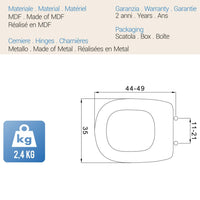 Sedile Wc Copriwater Copriasse Bianco mod. Tesi Fit