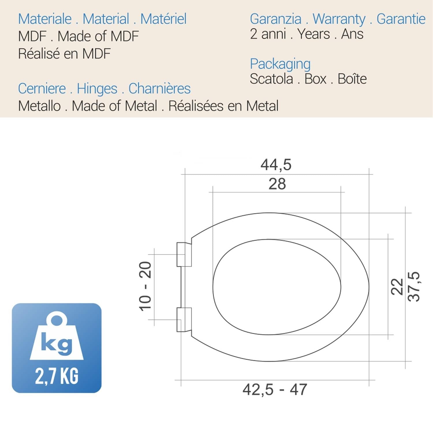 Sedile Wc Copriwater Copriasse Noce mod. Pegaso