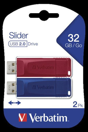 Verbatim slider - memoria usb - 2x32 gb, blu, rosso - 49327