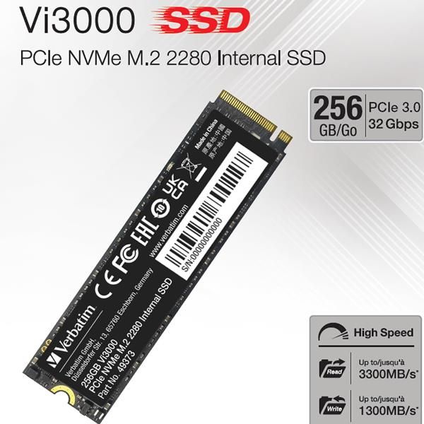 Verbatim vi3000 256 gb m.2 pci express 3.0 nvme - 49373V