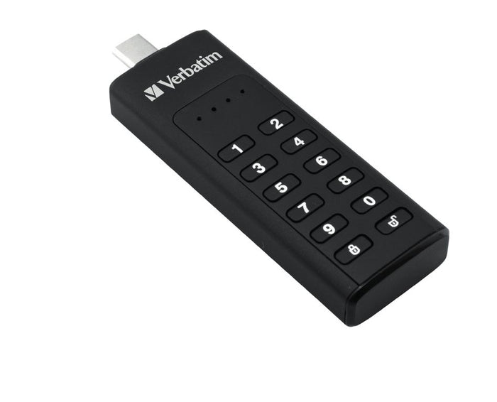 Verbatim keypad secure - memoria usb-c 3.0 con tastierino d'accesso e crittografia dei dati - 64 gb - nero - 49431V