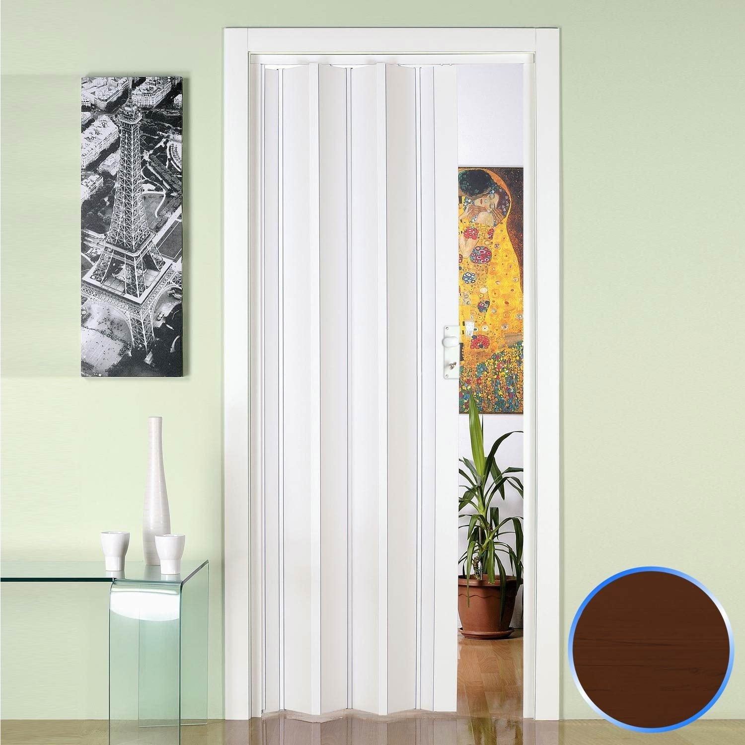 Porta a Soffietto da Interno in PVC Noce 88 5x214 cm mod. Luciana