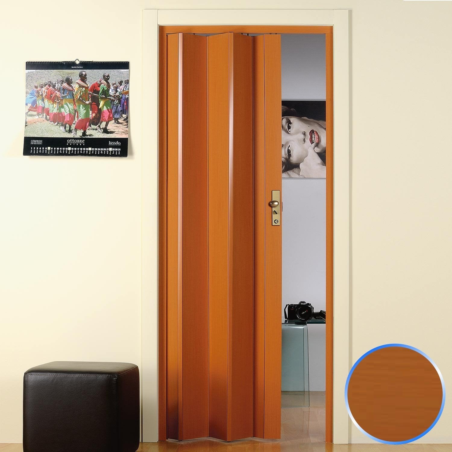 Porta a Soffietto da Interno in PVC Ciliegio 83x214 cm mod. Maya