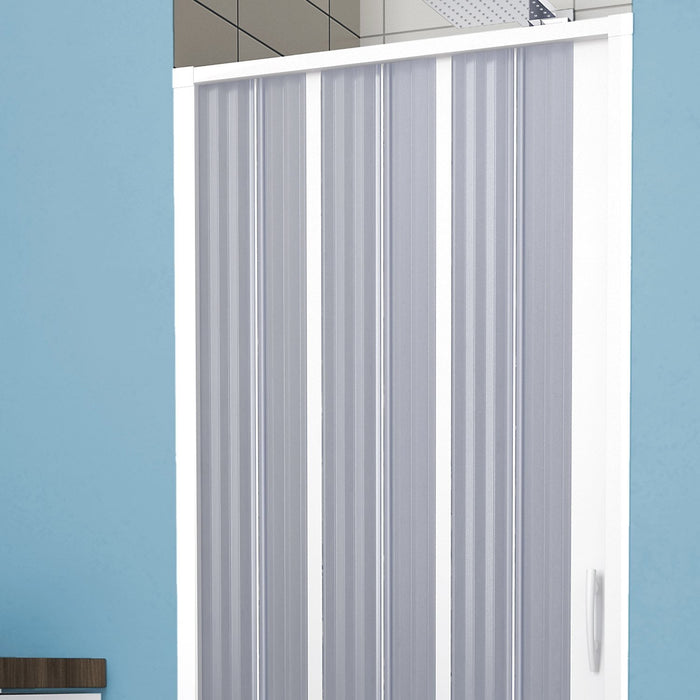 Porta Doccia in PVC 150CM H185 a soffietto con Apertura Laterale colore Bianco mod. Flex