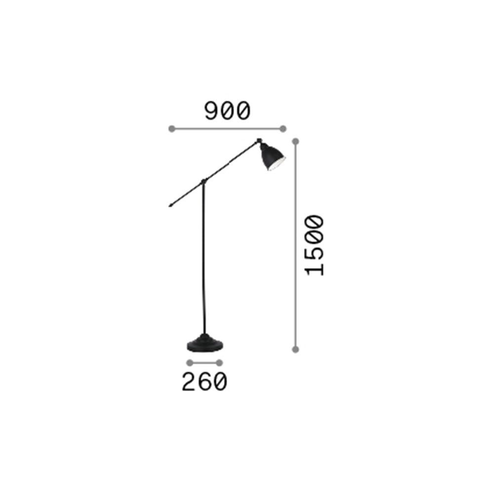 Piantana Industrial-Minimal Newton Metallo Nero 1 Luce E27