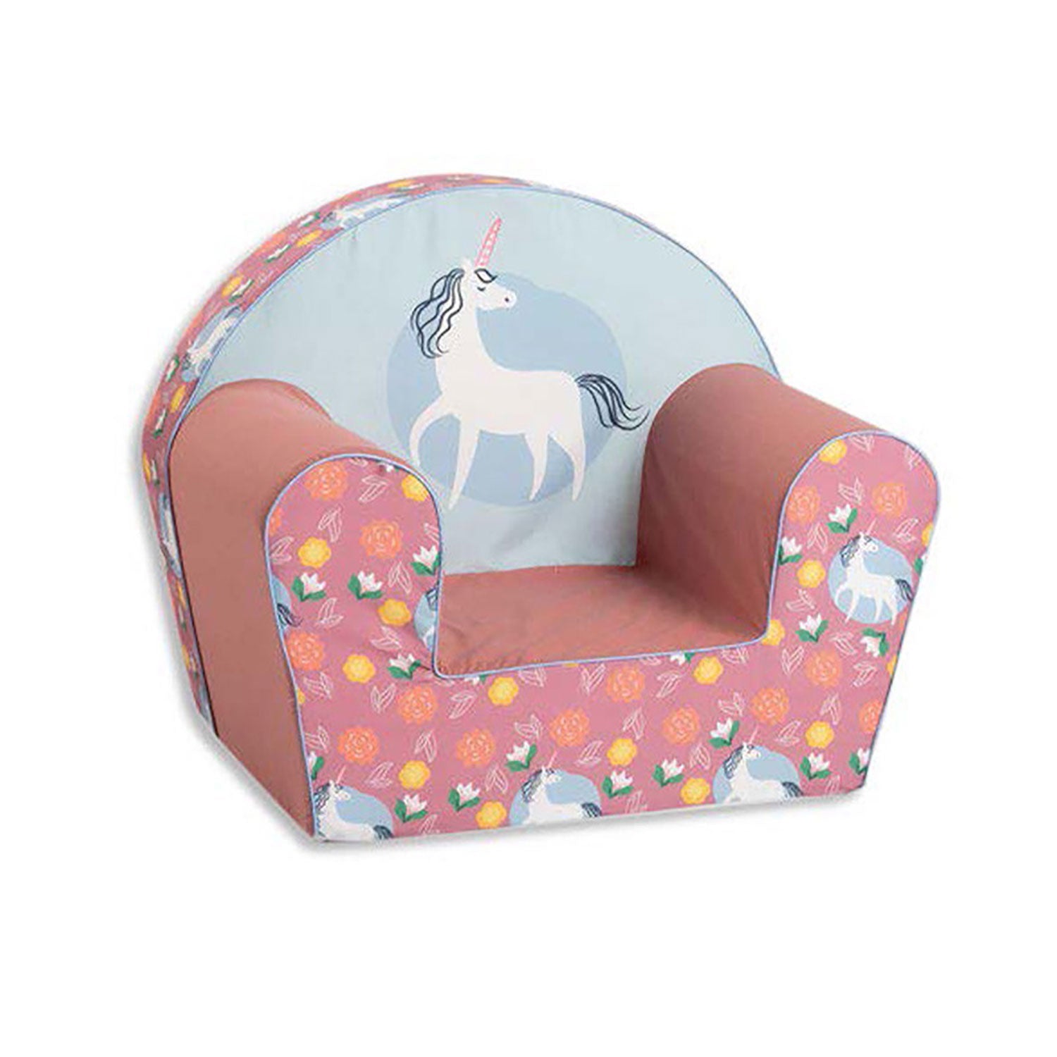 Poltroncina per Bambini 42x31x50 cm in Cotone Unicorno Rosa