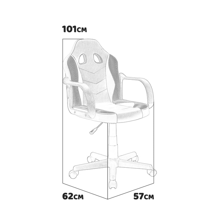 Assen - sedia gaming in pvc+pl e nylon bianco e nero