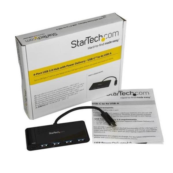 Startech.com hb30c4afpd hub di interfaccia usb 3.2 gen 1 (3.1 gen 1) type-c 5000 mbit/s nero