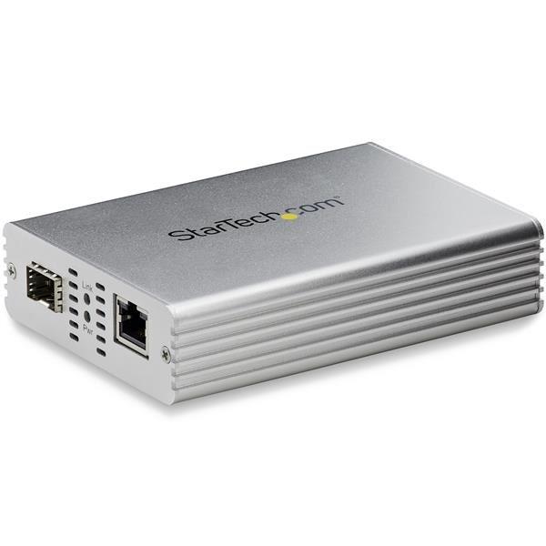 Startech.com convertitore multimediale ethernet in fibra 10gbe per rete 10gbps nbase-t sfp a rj45 multigigabit monomodale / multimodale fibra ottica a rame rete ethernet a ponte in fibra - MCM10GSFP