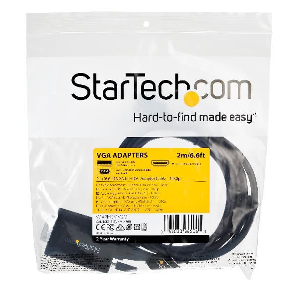 Startech.com cavo adattatore convertitore da vga a hdmi da 2 m - alimentazione usb - 1080p - VGA2HDMM2M