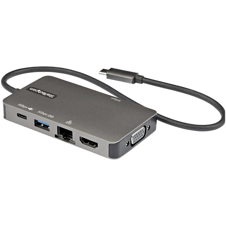 Startech.com adattatore multiporta usb-c a hdmi 4k 30 hz o vga 1080p - convertitore usb c con hub usb a 3 porte e 100w power delivery - gbe - cavo integrato da 12 cm - DKT30CHVPD2