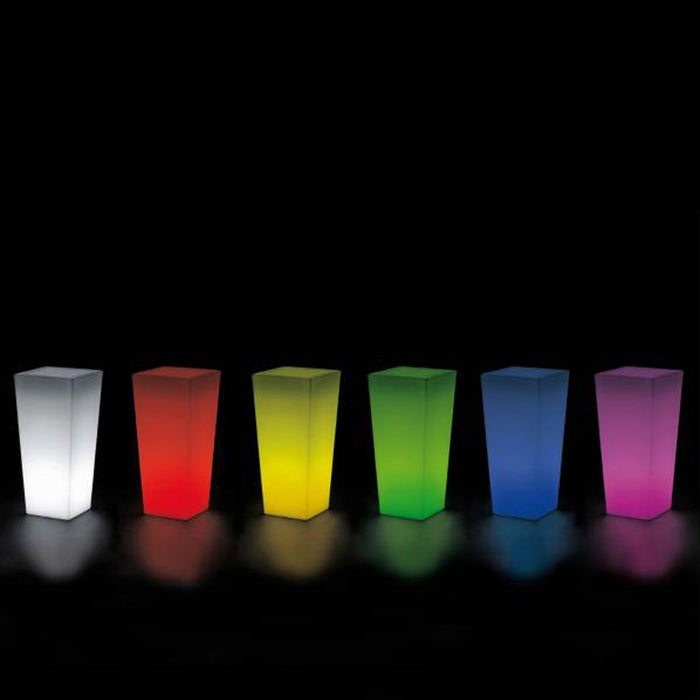 Vaso Agave Quadrato Con Led Multicolor H70 33x33Cm