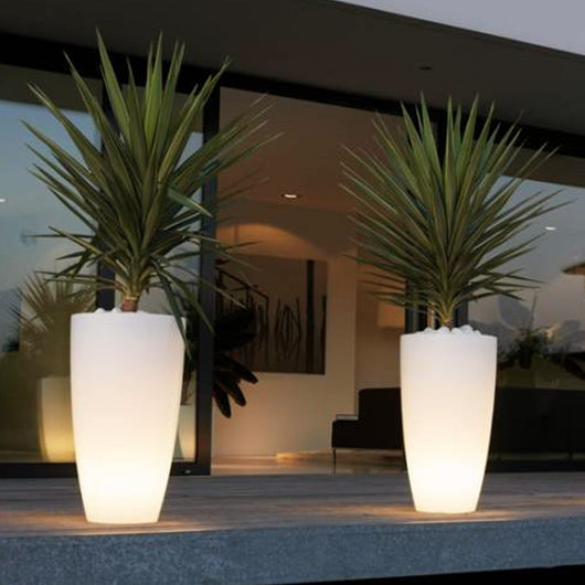 Vaso Agave Tondo Con Led Multicolor H90 Ø 40Cm