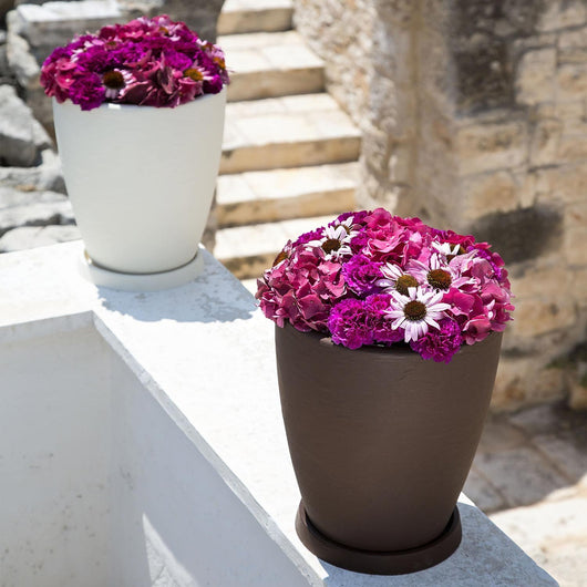 Vaso Aloe In Resina Tondo Bianco H38 Ø 30Cm