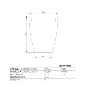 Vaso Con Sottovaso Aloe Tondo Bordeaux H38 Ø 30Cm