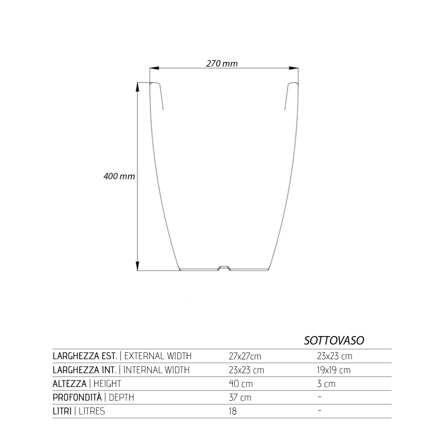 Vaso Aloe In Resina Quadrato Marrone H40 27X27Cm