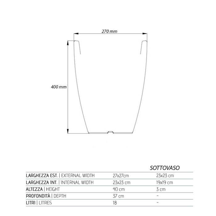 Vaso Aloe In Resina Quadrato Marrone H40 27X27Cm