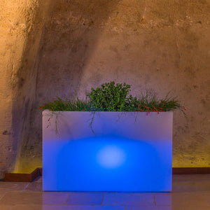 Vaso Fioriera Flowerpot In Resina Rettangolare 80x35 CM Luce Azzurra