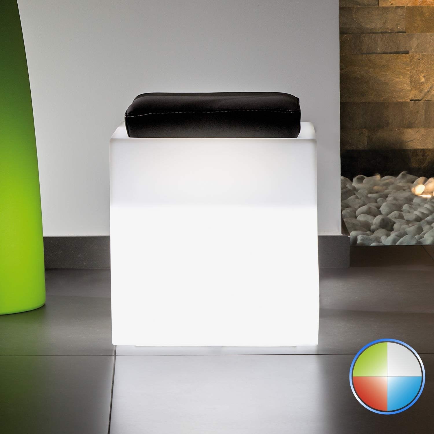 Pouf Square In Resina Quadrato 40x40 CM Led Multicolor Batteria