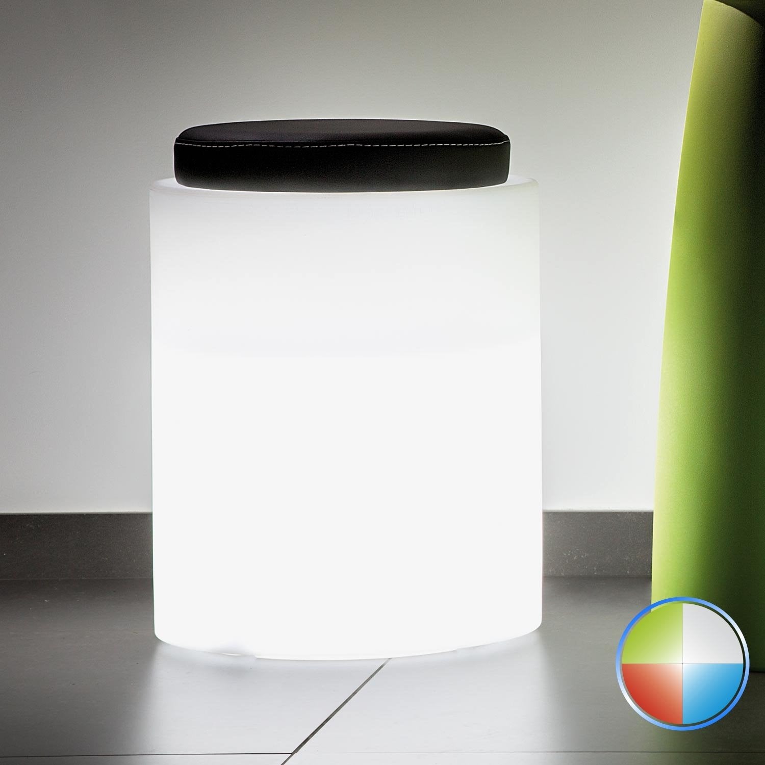 Pouf Round In Resina Tondo Ø 40 CM Led Multicolor Batteria Solare