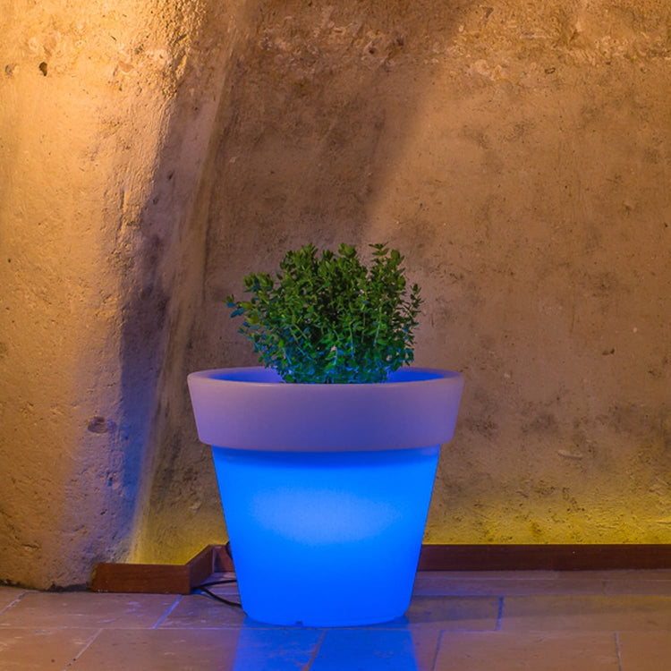 Vaso Gemma luce blu in resina diametro 80 cm