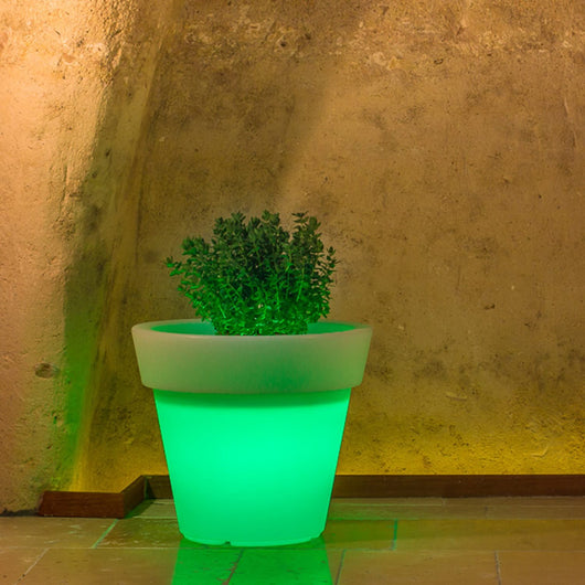 Vaso Gemma luce verde in resina diametro 80 cm