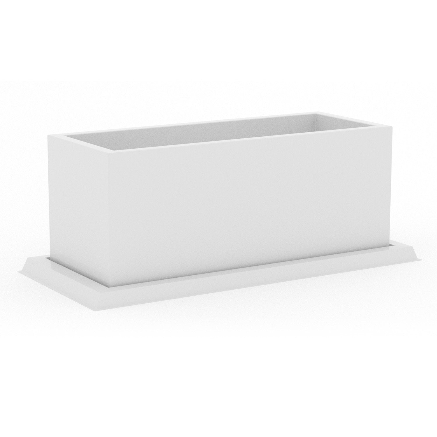 Sottovaso rettangolare 108x49 colore Bianco in resina per fioriera mod. Matera