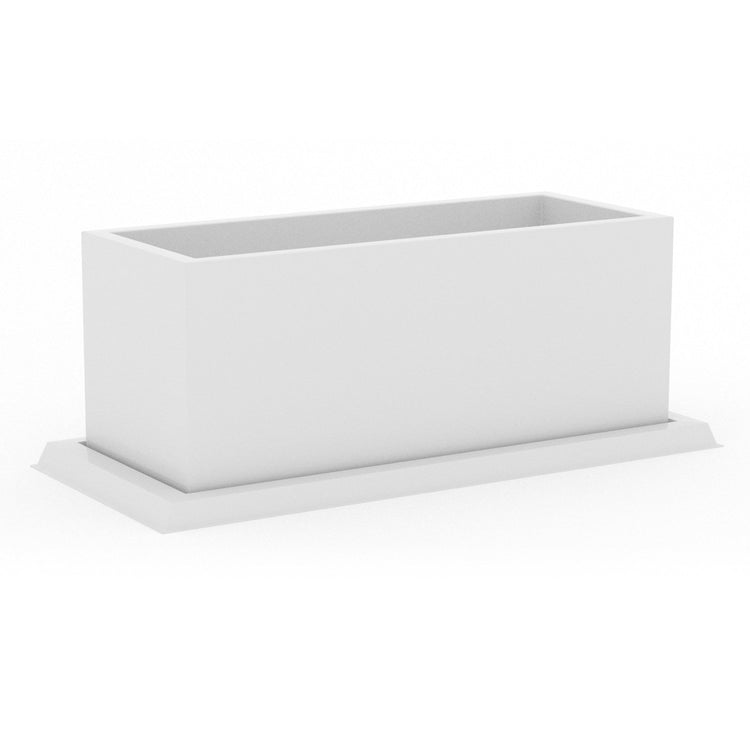 Sottovaso rettangolare 108x49 colore Bianco in resina per fioriera mod. Matera