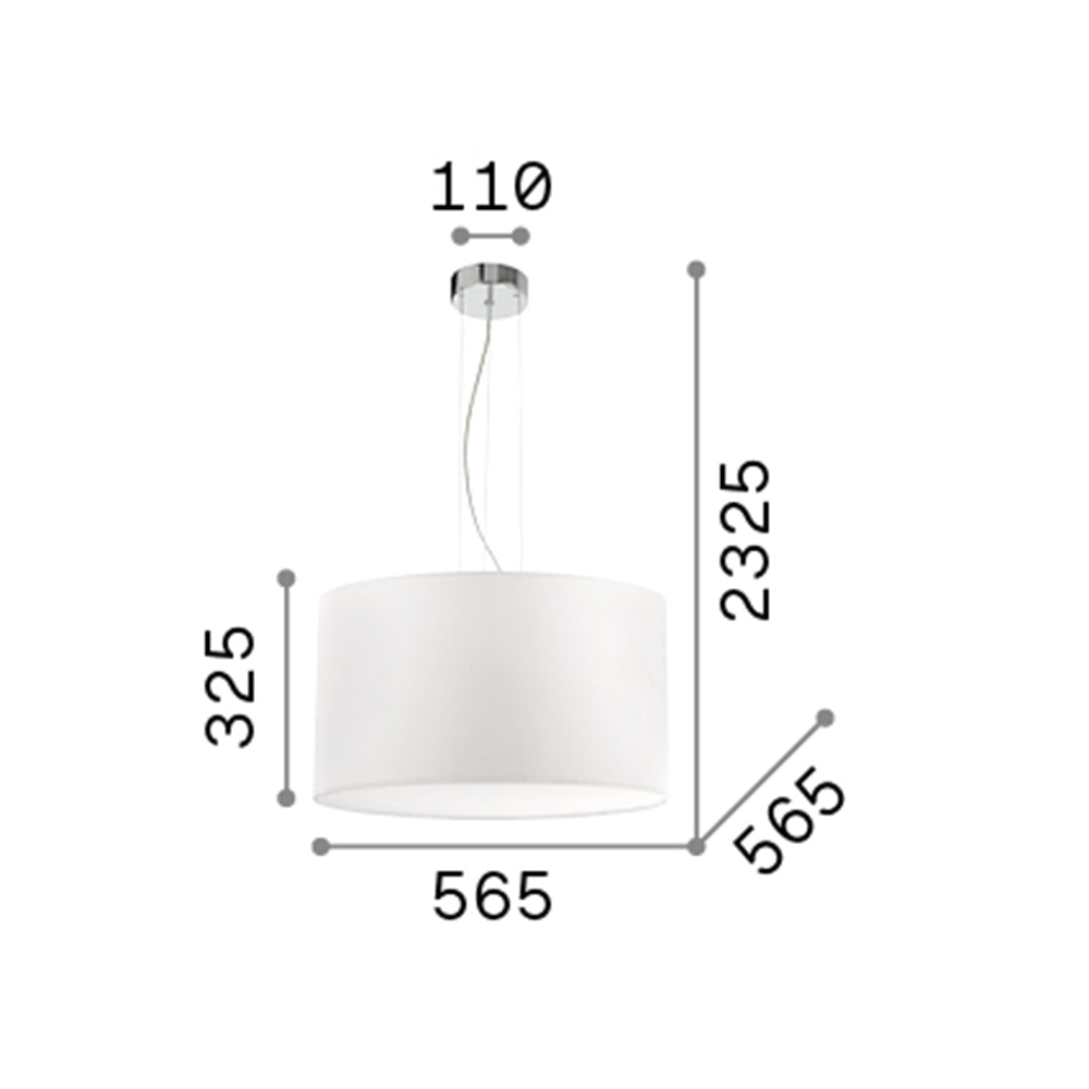 Sospensione Moderna Wheel Corda Bianco 5 Luci E27