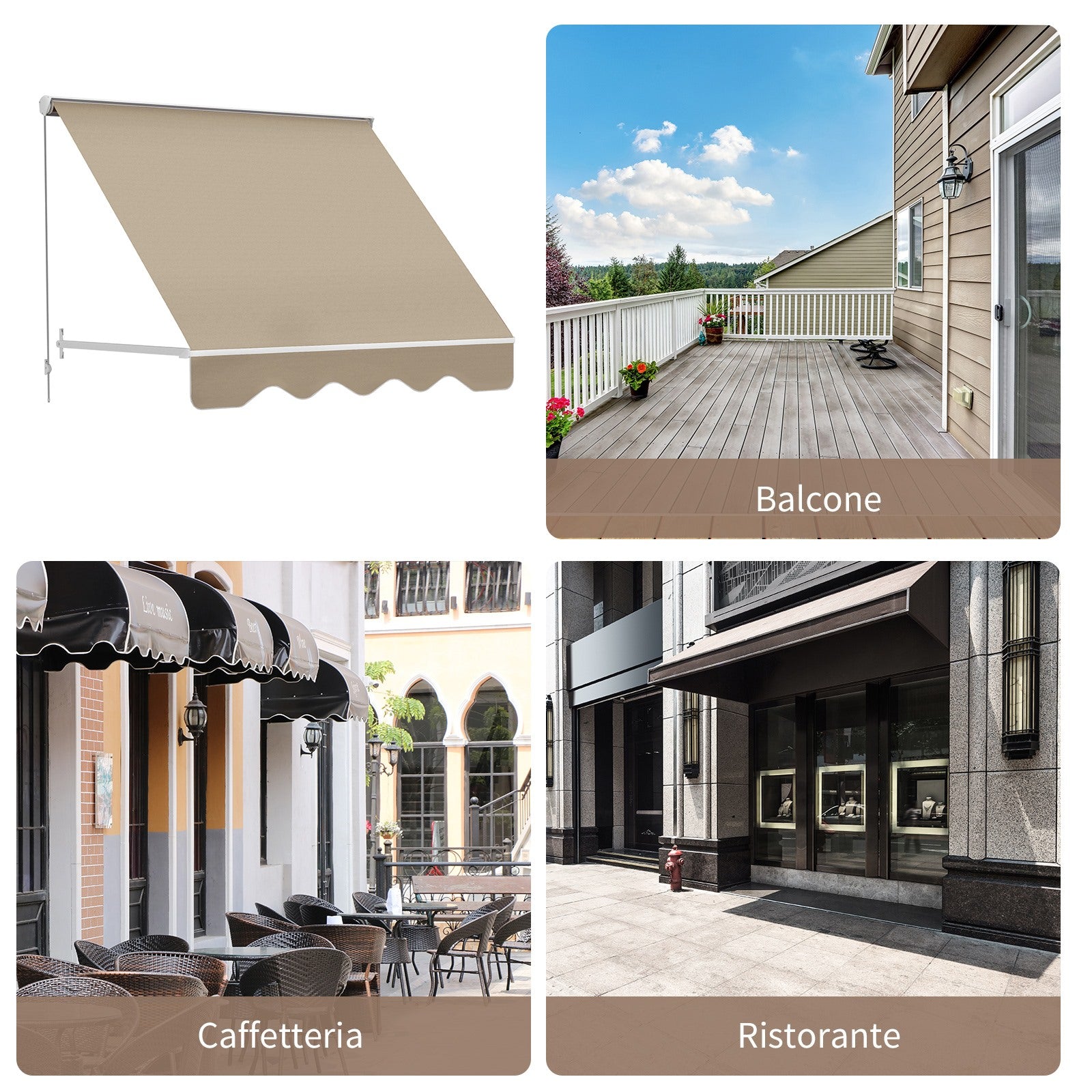 EasyComfort Tenda da Sole Avvolgibile a Parete a Caduta, Beige, 180x70cm