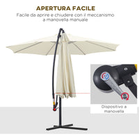 Ombrellone Decentrato da Giardino in Alluminio 3M con Protezione UV Beige