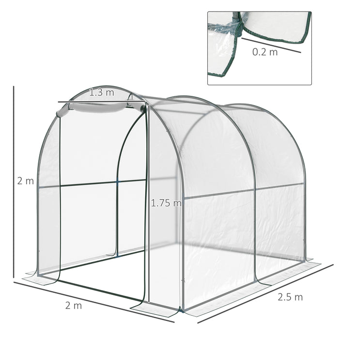 EasyComfort Serra Tunnel da giardino, Serra da Balcone per Piante e Orto con Copertura in PVC, Porta Avvolgibile e Telaio in Acciaio, 2x2.5x2m