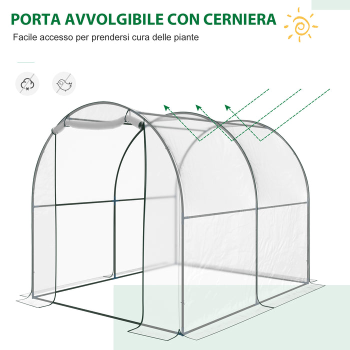 EasyComfort Serra Tunnel da giardino, Serra da Balcone per Piante e Orto con Copertura in PVC, Porta Avvolgibile e Telaio in Acciaio, 2x2.5x2m