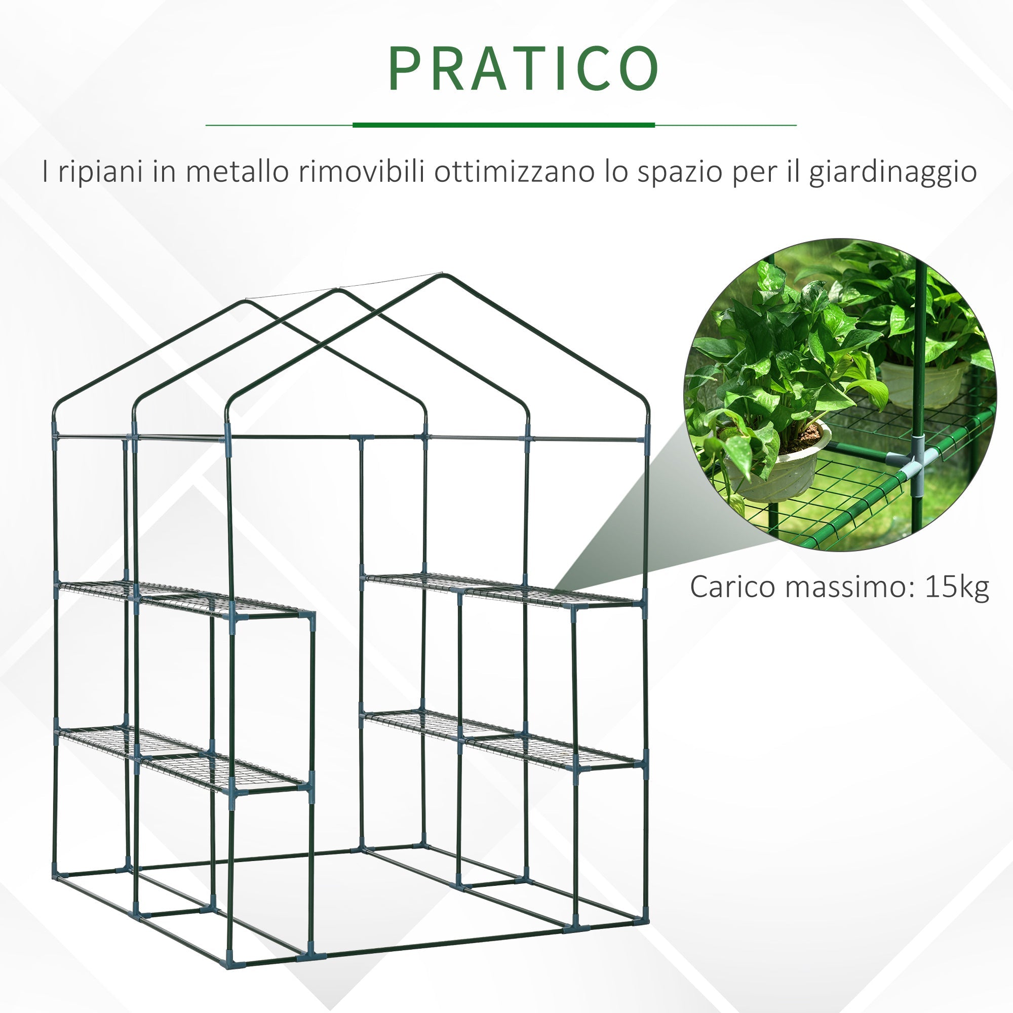 Serra da Giardino in PVC Trasparente 143x143x195 cm