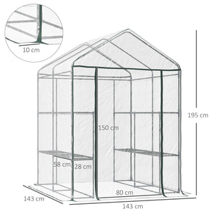 EasyComfort Serra da Giardino Esterno in PVC Trasparente, Serra da Balcone con Scaffali per Piante Orto 1.43 x 1.43 x 1.95m