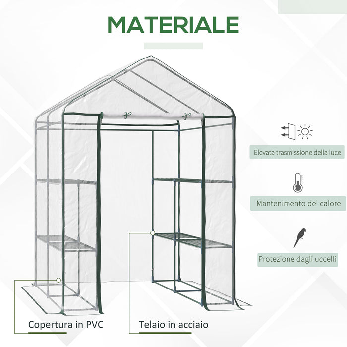 EasyComfort Serra da Giardino Esterno in PVC Trasparente, Serra da Balcone con Scaffali per Piante Orto 1.43 x 1.43 x 1.95m