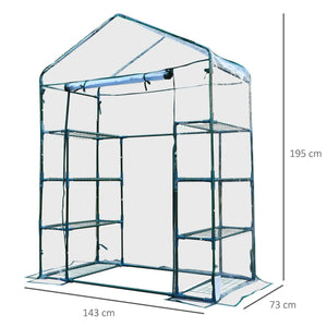 EasyComfort Serra da Giardino in Acciaio e PVC Trasparente con Porta Avvolgibile, 143x73x195 cm, verde