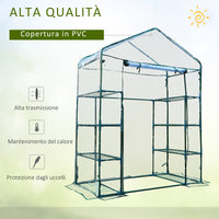 EasyComfort Serra da Giardino in Acciaio e PVC Trasparente con Porta Avvolgibile, 143x73x195 cm, verde