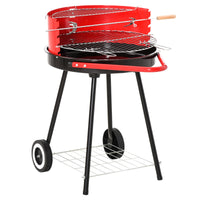 Easycomfort Grill BBQ Barbecue a Carbonella Doppia Griglia Regolabile con Ruote Acciaio 51x70x75.5cm Nero e Rosso