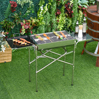 Easycomfort Barbecue a Carbonella Grill BBQ da Giardino Balcone con Piano d'Appoggio Esterno Acciaio Inox 104 × 30 × 68cm