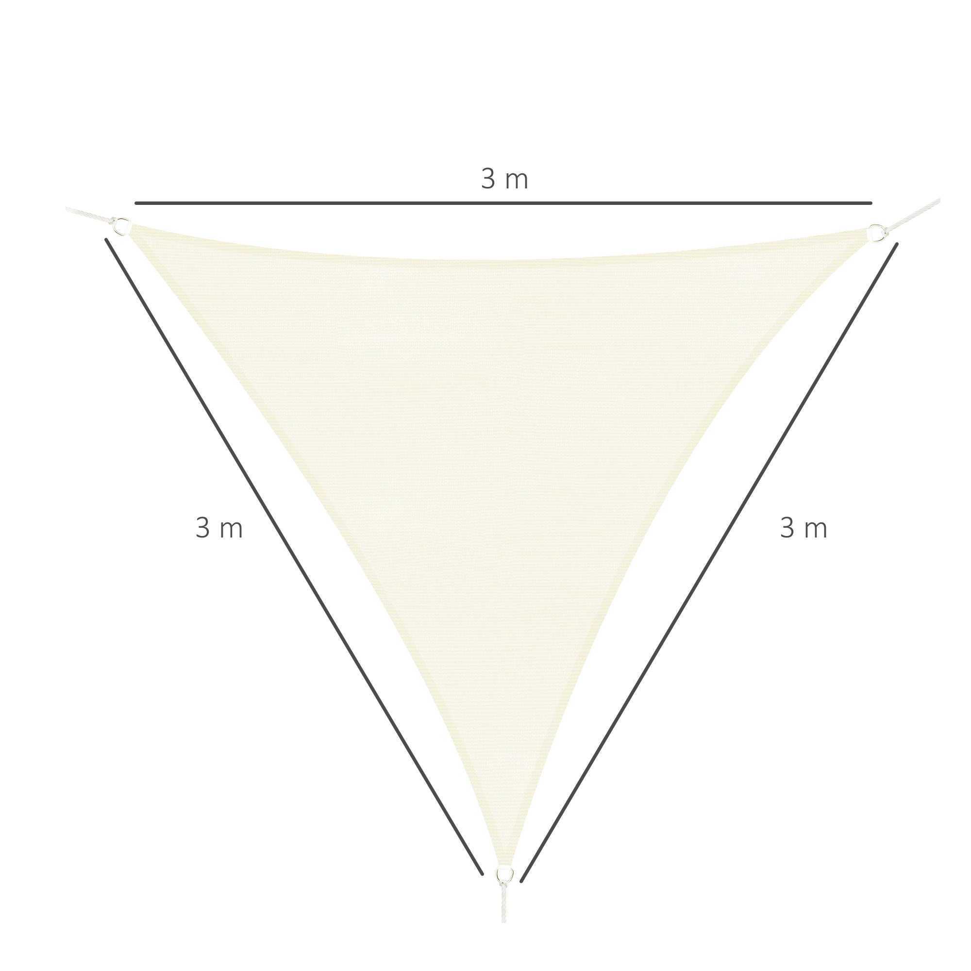 EasyComfort Tenda a Vela Triangolare Parasole in HDPE per Spazi Esterni, 3x3x3 m, Crema Bianco Avorio