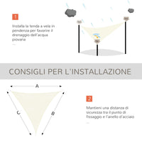 EasyComfort Tenda a Vela Triangolare Parasole in HDPE per Spazi Esterni, 3x3x3 m, Crema Bianco Avorio