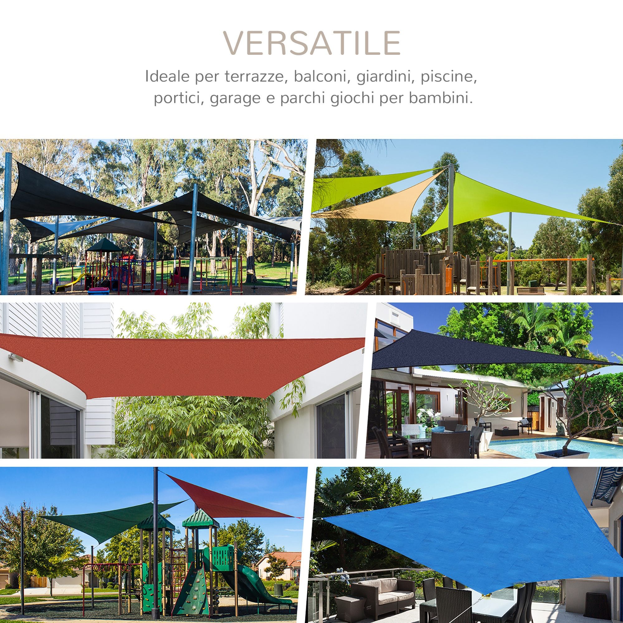 EasyComfort Tenda a Vela Triangolare Parasole in HDPE per Spazi Esterni, 3x3x3 m, Crema Bianco Avorio