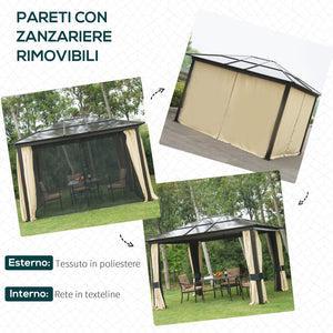 EASYCOMFORT  Gazebo di Lusso in Alluminio Tendone da Giardino 300x360x265cm