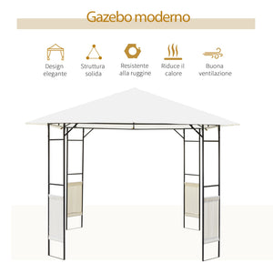 EasyComfort Gazebo da Giardino 3x3m in Metallo Nero con Tettuccio Bianco