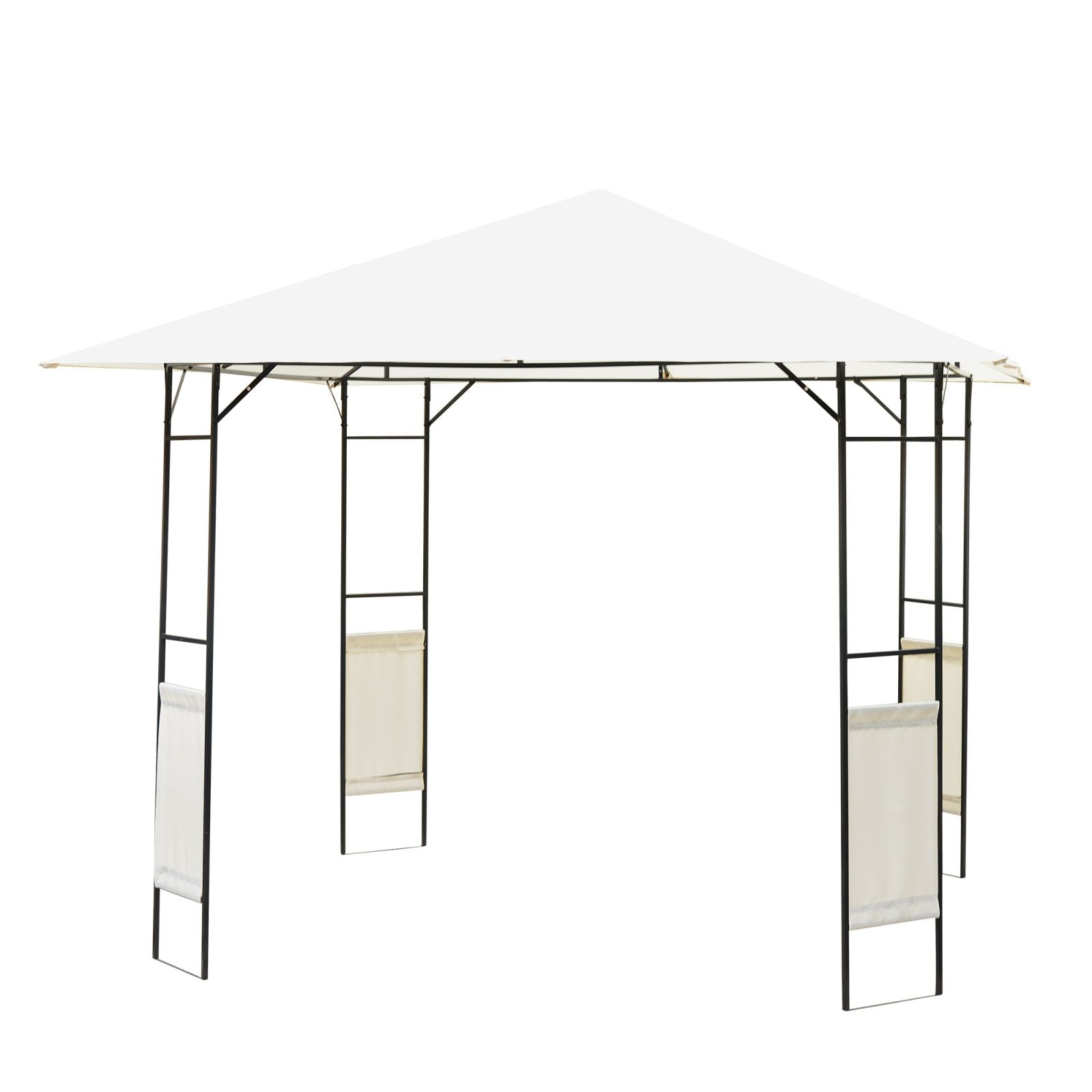 EasyComfort Gazebo da Giardino 3x3m in Metallo Nero con Tettuccio Bianco