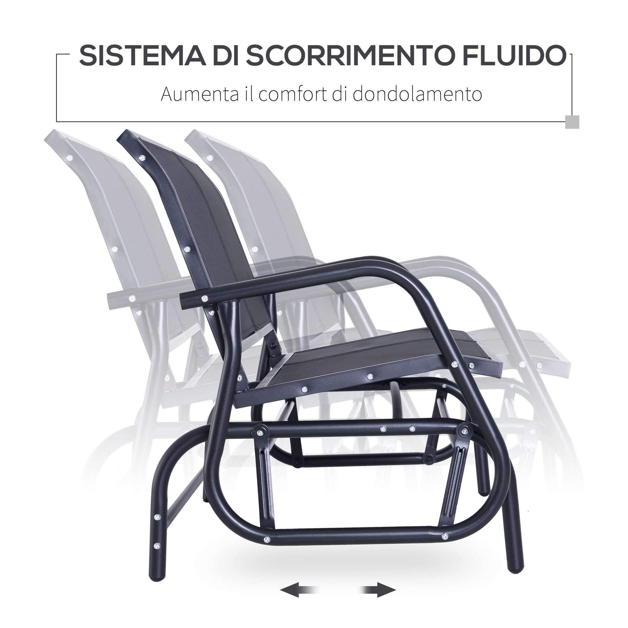 EasyComfort Panchina a Dondolo da Esterno Panca Giardino Biposto Metallo 120 × 70 × 88cm