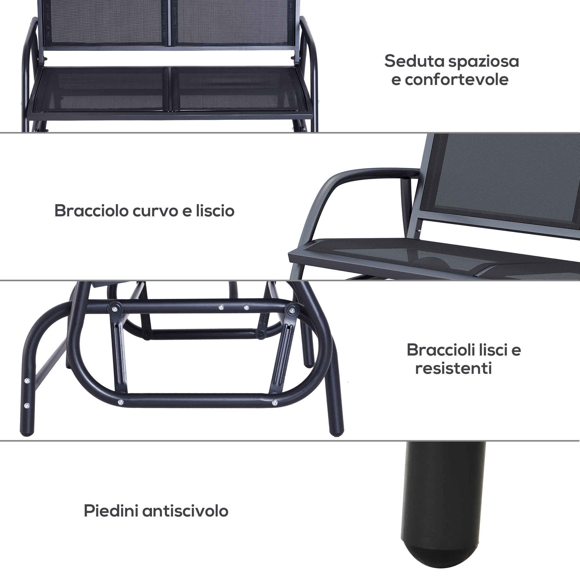 EasyComfort Panchina a Dondolo da Esterno Panca Giardino Biposto Metallo 120 × 70 × 88cm