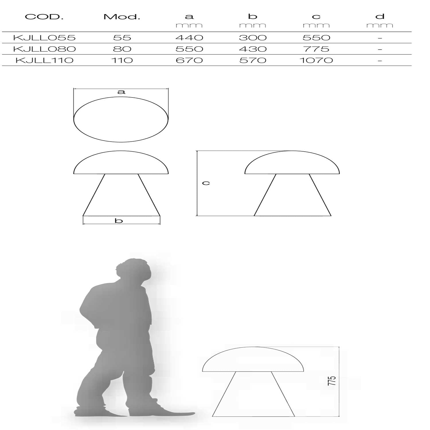 Lampada da appoggio in resina H 55 CM modello Jelly